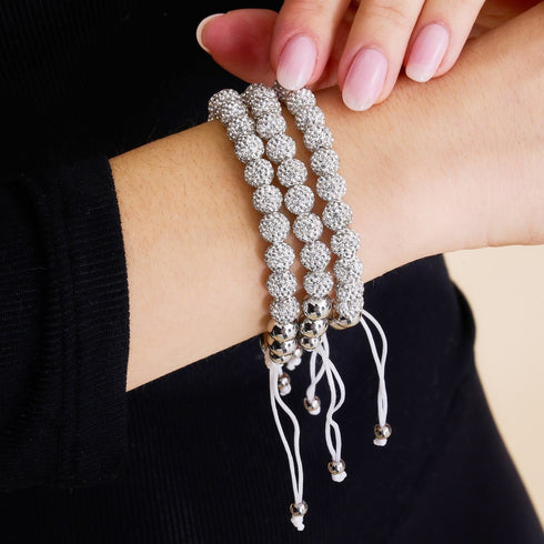 Cristal blanc d'hiver | Argent x Blanc | Bracelet Kikiballa